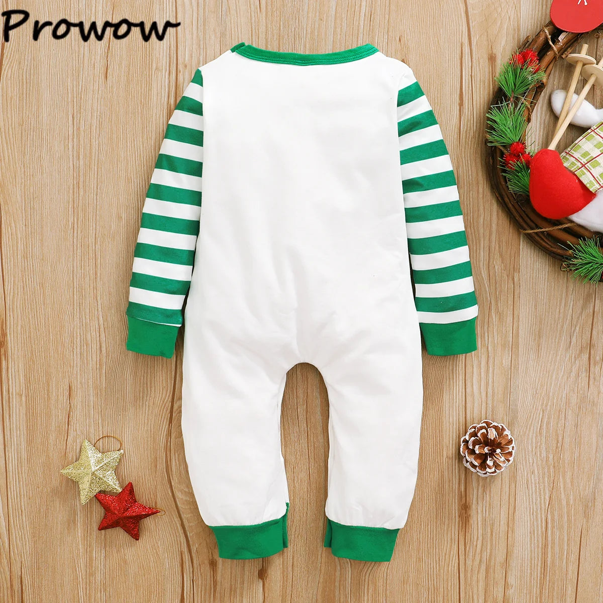 Prowow My First Christmas Baby Romper Green Xmas Tree Bodysuit For Infants Newborns 2024 New Year Baby Costume