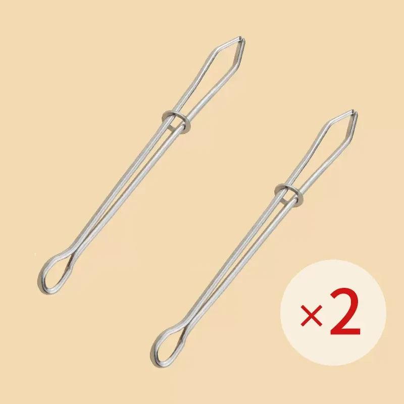 2pcs Stainless Steel Garment Clips Sewing DIY Tools Elastic Band Tape Punch Cross Stitch Threader Wear Rope Elastic Clamp - NTKSTORE