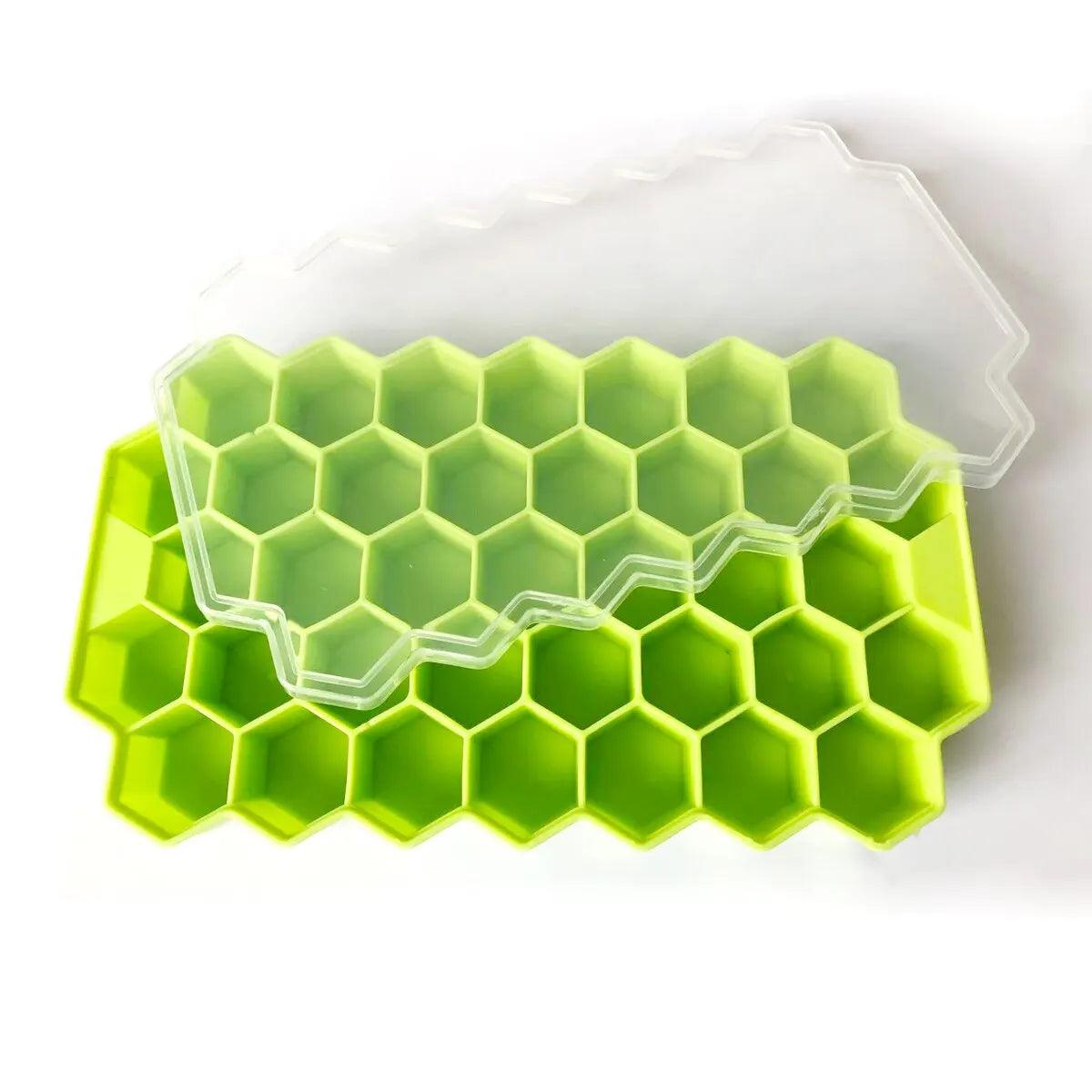 1pcs Honeycomb 37 Lattice Cube Tray Maker With Lid DIY Ice Mold - NTKSTORE