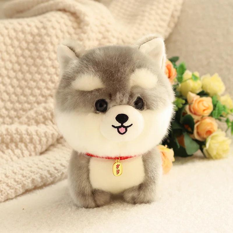 Adorbale Furry Plush Corgi Dog Plush Toy Stuffed Big Head Kawaii Lifelike Animal Shiba inu ChowChow Yorkshire Bichon Husky Doll - NTKSTORE