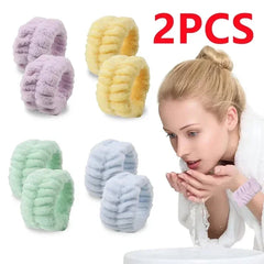 2Pcs Wristband for Yoga Washing Face Soft Flannel Wrist Strap Reusable Makeup Towel Wrist Velvet Towel Girls Elastic Face Wash - NTKSTORE