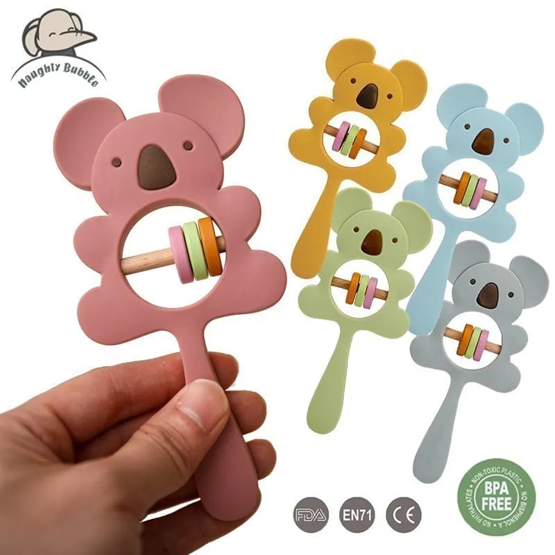 Silicone Rattles for Kids Animal Koala Handbells Newborn Baby Bed Bell Educational Toys Safe Food Grade Baby Teether Baby Items - NTKSTORE