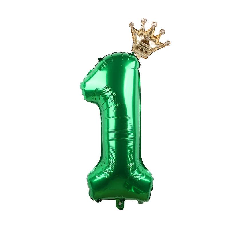 2pcs 32inch Rainbow Number Foil Balloons with Crown for Kids Boy Girl 1st Birthday Party Decorations Rose Gold Figures Globos - NTKSTORE