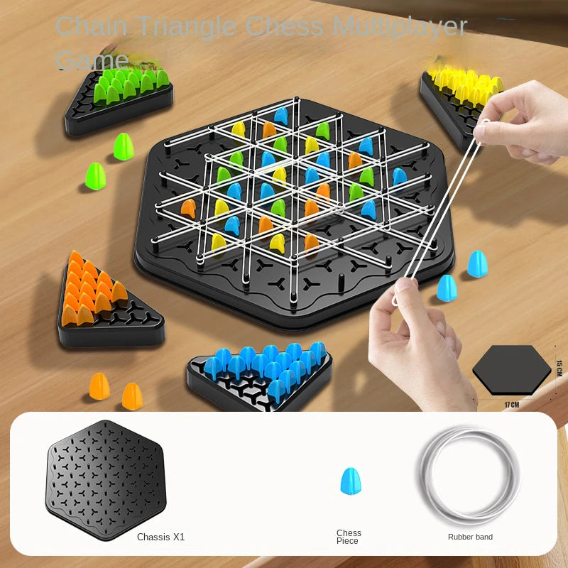 Geometry Chain Chess Board games Triangle Chess Desktop Game Rubber Band Training Family Interaction Exercise Thinking Toy Gifts - NTKSTORE