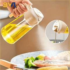 2in1 500ml Glass Spray Oil Sprayer Bottle Spray Oil Dispenser Oil Jar Cruet BBQ Kitchen Baking Roasting Picnic Kitchen Tool - NTKSTORE