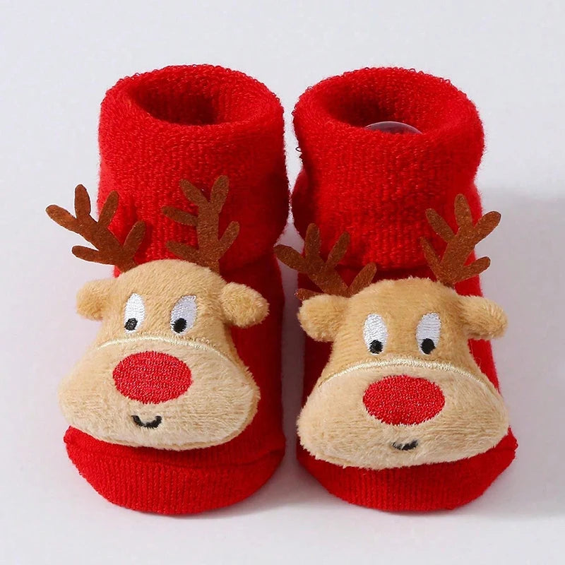 Kids Christmas Socks For 0-12Months Children's Short Socks Girls Boys Winter Warm Cotton Toddler New Year Gift Santa Claus Socks - NTKSTORE