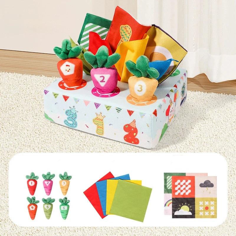 Baby Tissue Box Pull Out Radish Toys Carrot Harvest Toddler Fine Motor Skills Montessori Early Learning Educational Games Toys - NTKSTORE