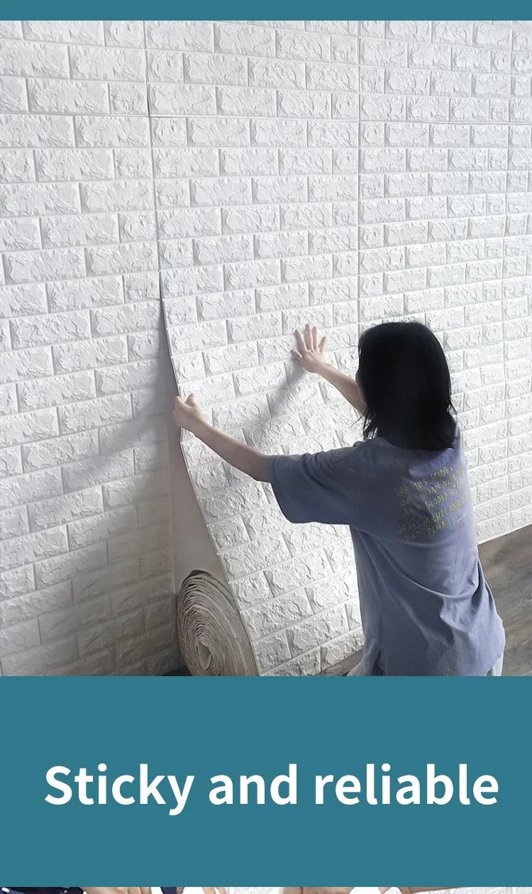 70cm*100cm 3D Brick Pattern Wall Panels Wallpaper DIY Waterproof for Living Room Bedroom Kitchen Background Wall stickers Decor - NTKSTORE