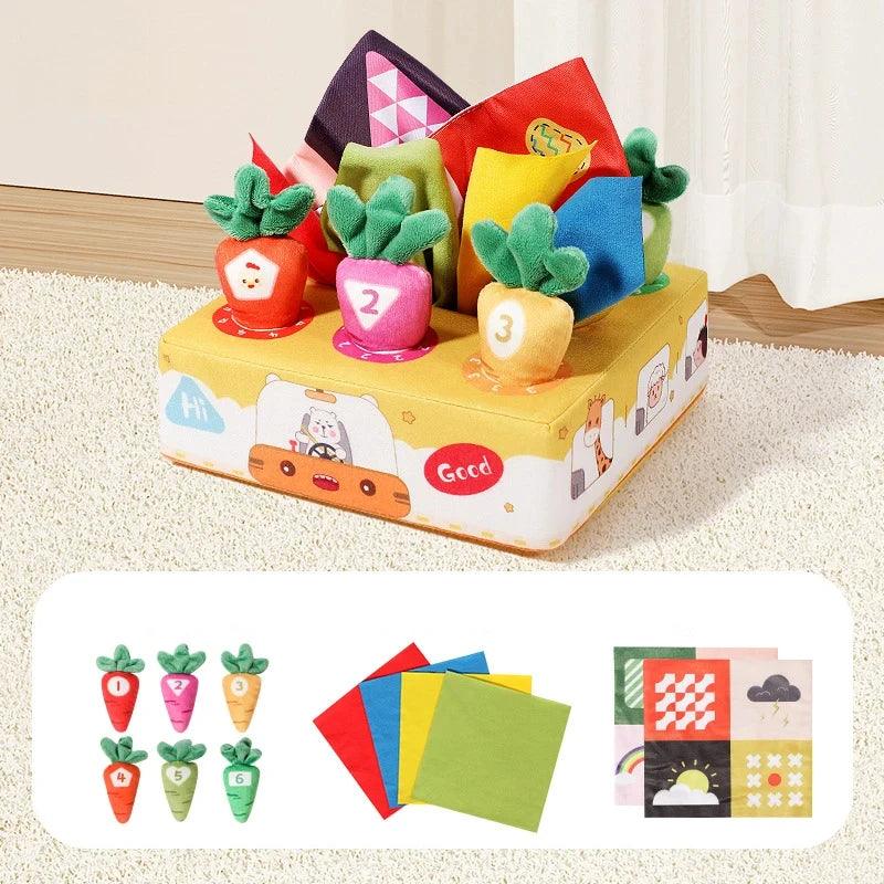 Baby Tissue Box Pull Out Radish Toys Carrot Harvest Toddler Fine Motor Skills Montessori Early Learning Educational Games Toys - NTKSTORE