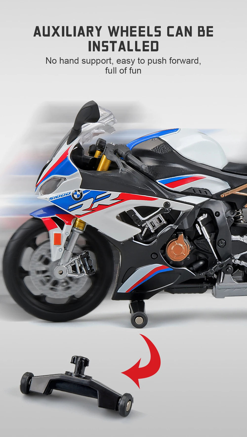 1/12 BMW S1000RR Alloy Diecast Motorcycle Model Toy Collection Hobbies Shork-Absorber Off Road Autocycle Toys Car Kid Gifts