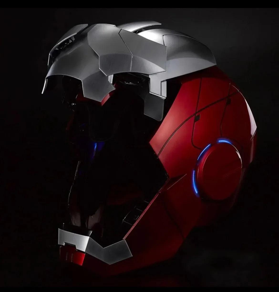 Iron Man Hot Toys Mk5 Autoking 1/1helmet Remote And Voice Control Iron Man Automatic Helmet Mask With Led Light Boy Gift Present - NTKSTORE