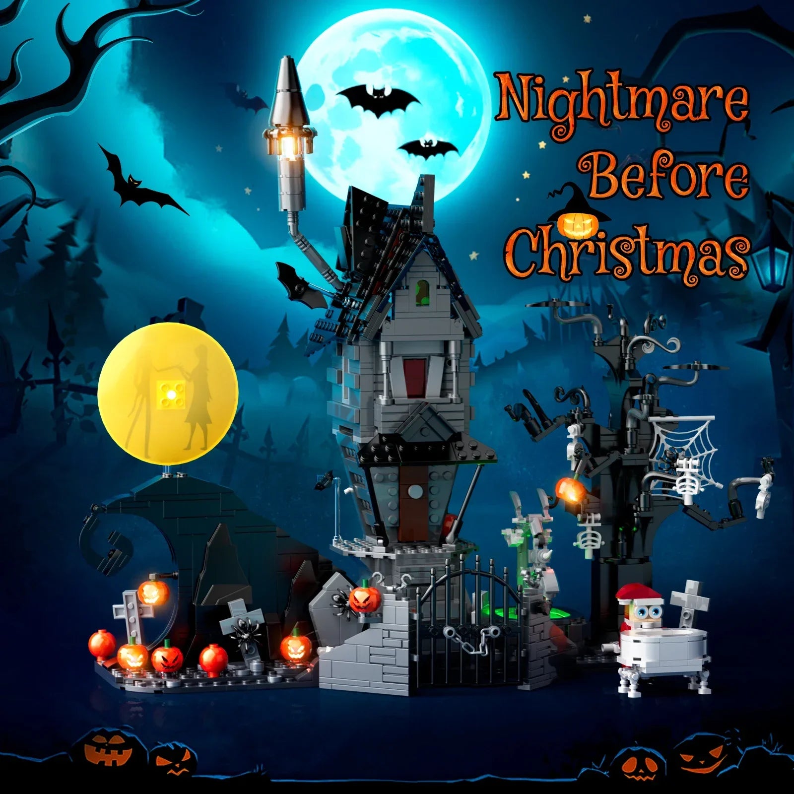 MOC Nightmares Before Christmas Halloween Pumpkin Nightmare House Building Block Set Haunted House Toys Children Gifts（957PCS) - NTKSTORE