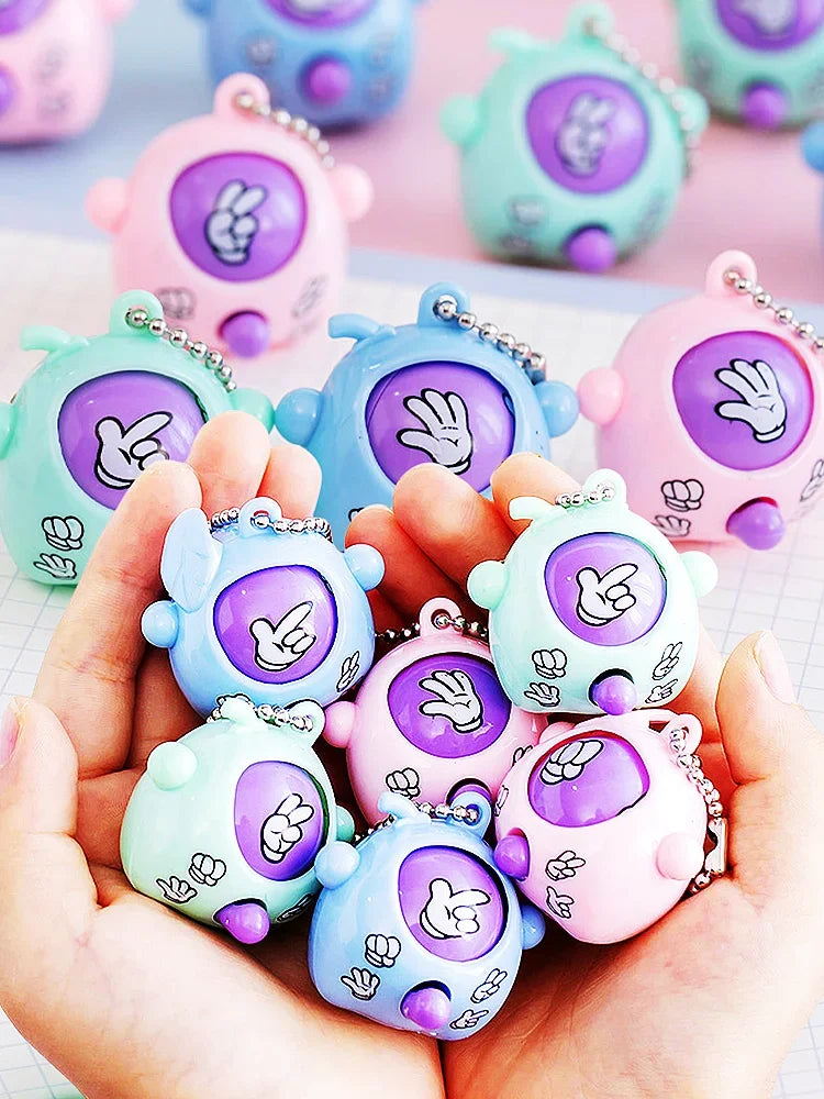 1/10Pcs Fun Rock-Paper-Scissors Key Chain for Kids, Pendant mini Toys Children's game interactive props Funny Gift