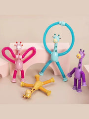 Suction cup giraffe telescopic and ever-changing luminous toy children's cartoon creative educational toy stretch telescopic