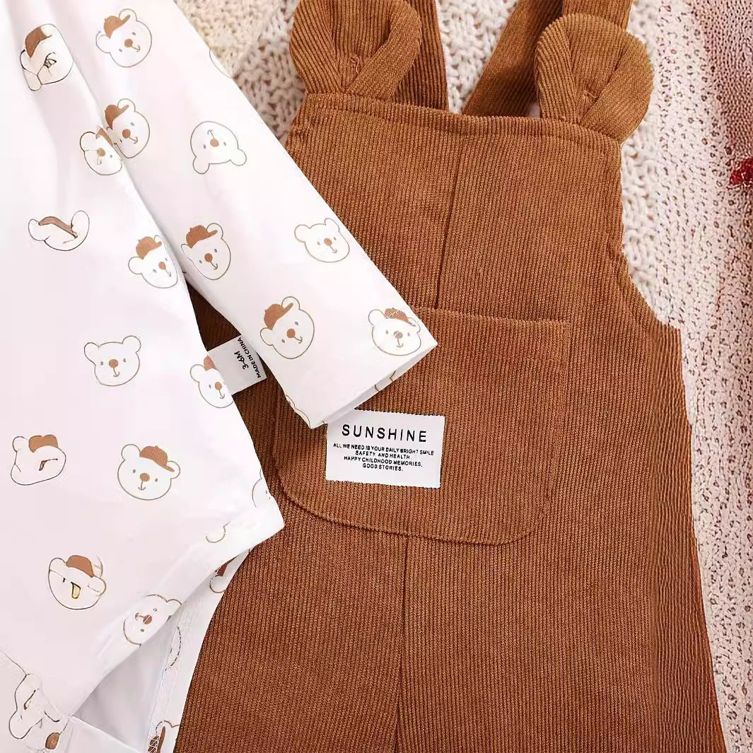 Cute Baby Bear Printed Romper Overalls Suit