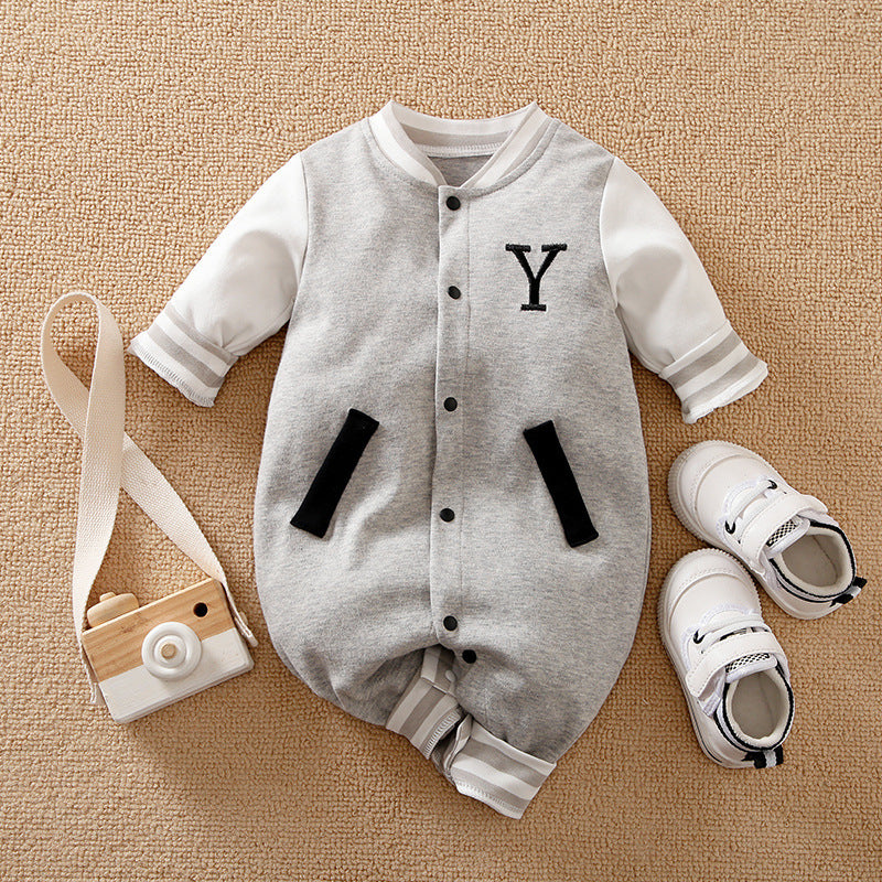 Baby One-piece Spring And Autumn Romper Baseball Uniform