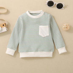 Girls' Striped Pocket Long Sleeve Sweater