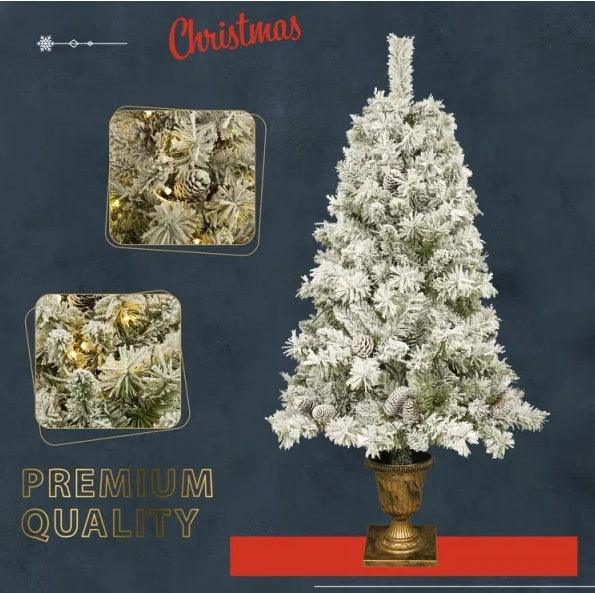 Pre-lit Xmas Tree Artificial Christmas 4-Piece Set - NTKSTORE