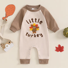 Children's Thanksgiving Turkey Embroidered Jumpsuit