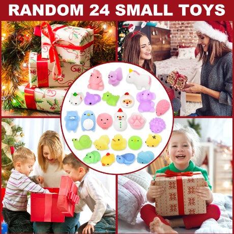 Dowmoo Christmas Pinch Joy Advent Calendar Blind Box, 24 Boxes Christmas Surprise Blind Box Rubber Animal Toys - NTKSTORE