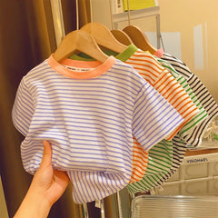 Contrast Color Striped Little Women's Baby Top