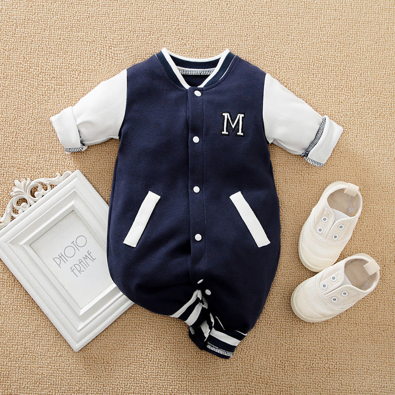 Baby One-piece Spring And Autumn Romper Baseball Uniform