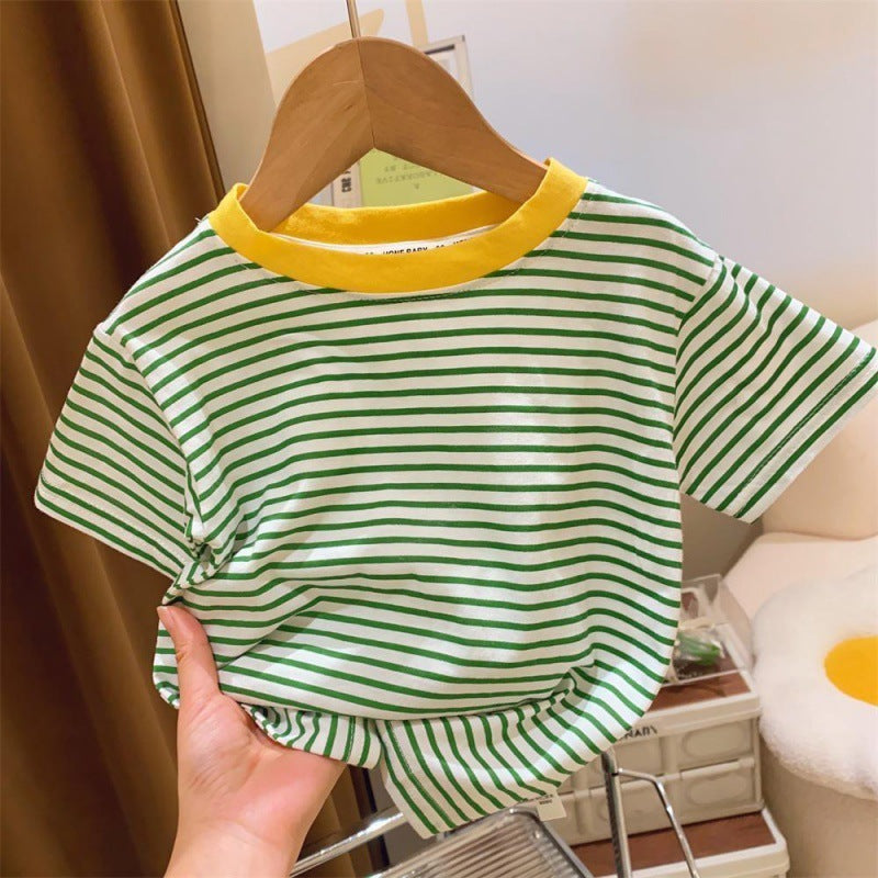 Contrast Color Striped Little Women's Baby Top