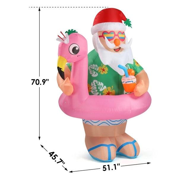 5.9 FT Lighted Christmas Inflatable Decoration, Inflatable Hawaii Santa Claus Outdoor Decoration - NTKSTORE