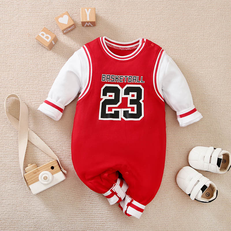 Baby One-piece Spring And Autumn Romper Baseball Uniform