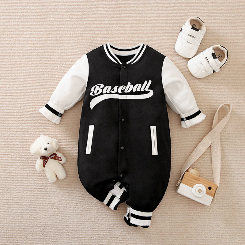 Baby One-piece Spring And Autumn Romper Baseball Uniform