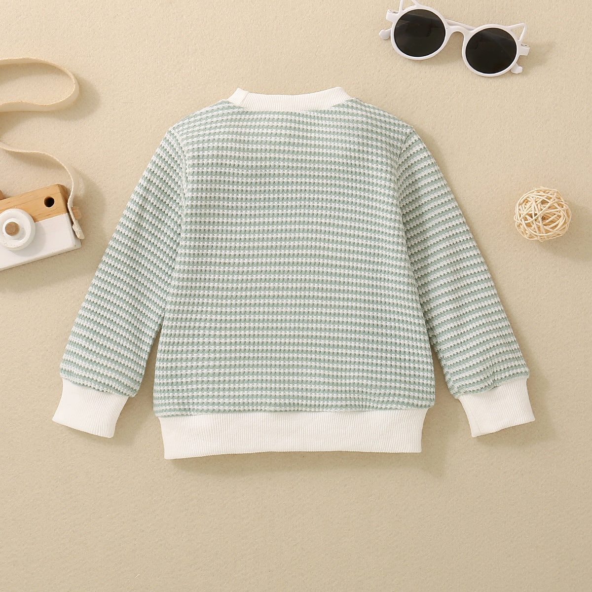 Girls' Striped Pocket Long Sleeve Sweater