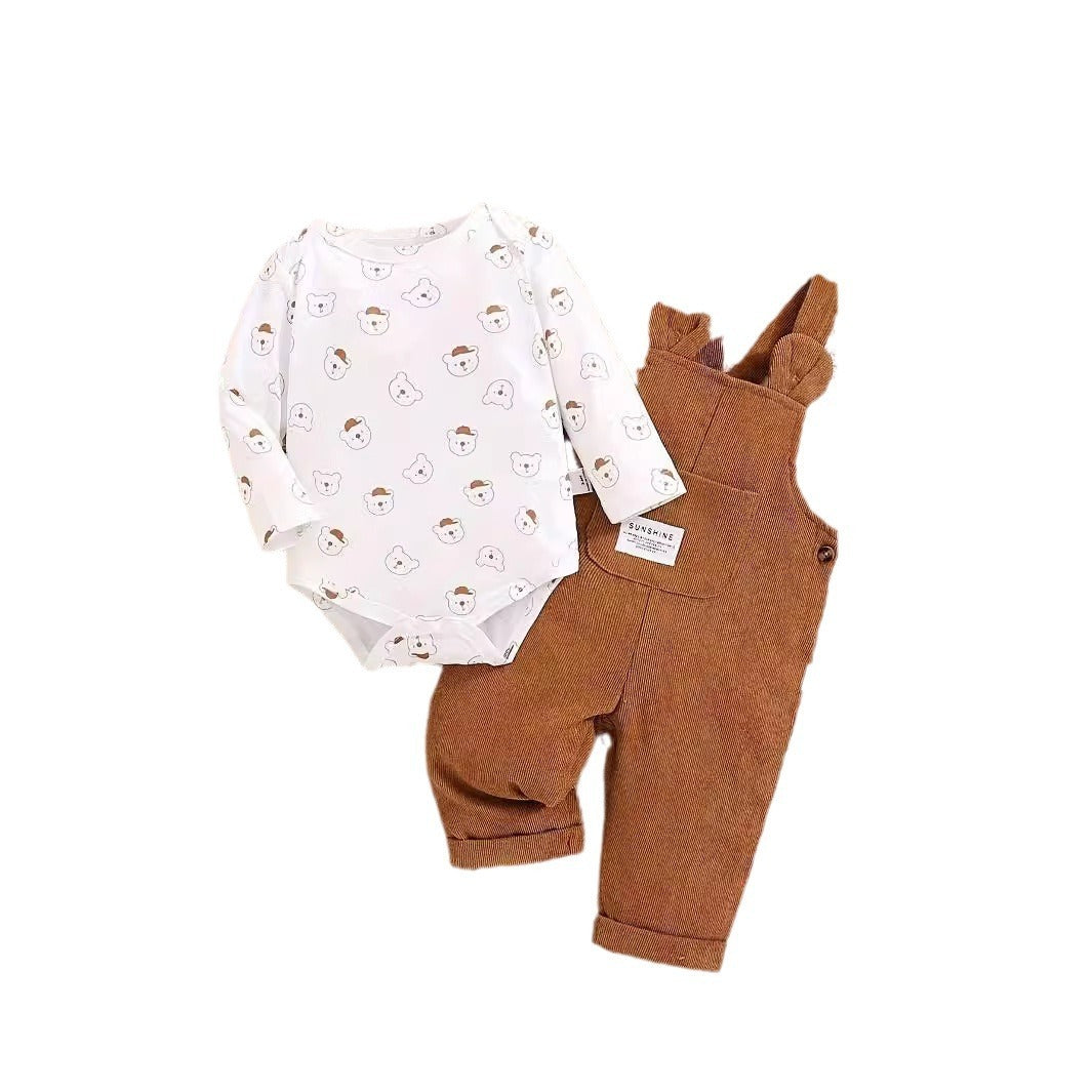 Cute Baby Bear Printed Romper Overalls Suit