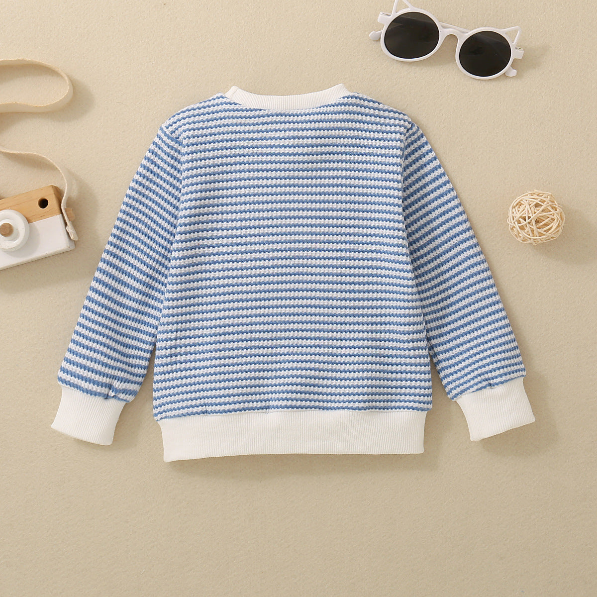 Girls' Striped Pocket Long Sleeve Sweater