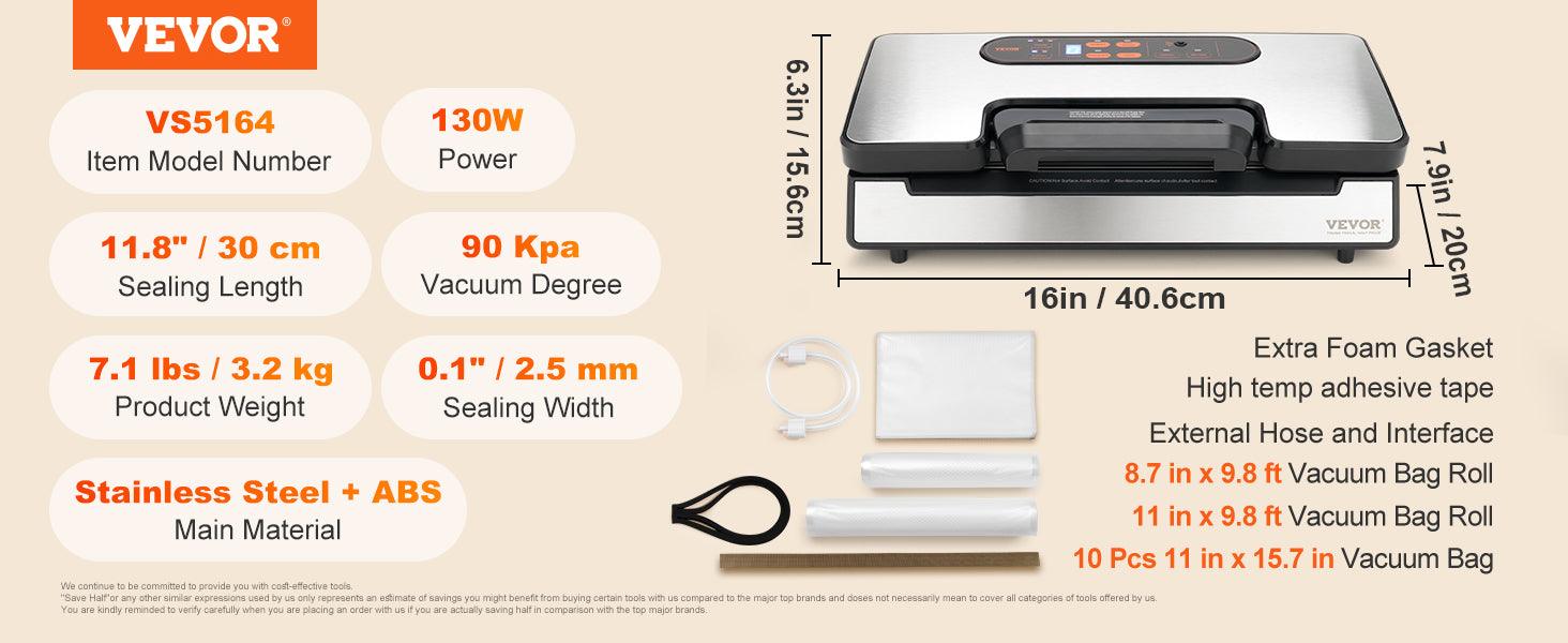 VEVOR Commercial Vacuum Sealer Machine Multifunction Automatic Food Packaging with Bag Roll Storage Cutter for Home Kitchen Use - NTKSTORE