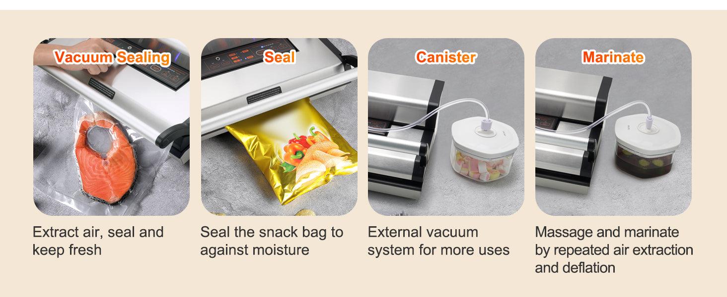 VEVOR Commercial Vacuum Sealer Machine Multifunction Automatic Food Packaging with Bag Roll Storage Cutter for Home Kitchen Use - NTKSTORE